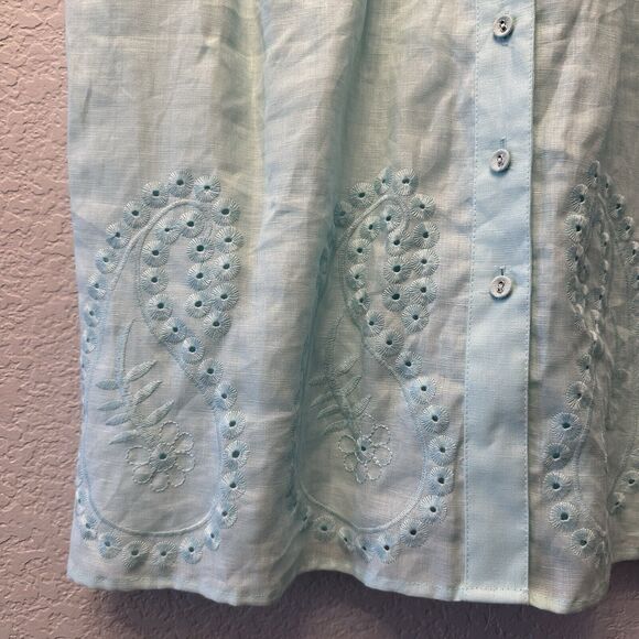 LUCY & LAUREL Linen boho Hippie Dainty Preppy Party Size Large‎ Top - Picture 5 of 11